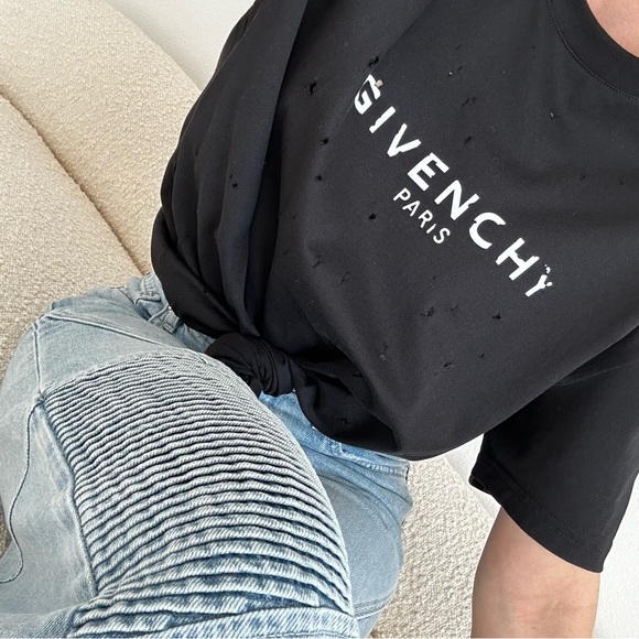Givenchy Distressed Short Sleeve Tee Shirt Black - Picture 1 of 13